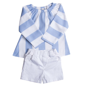 Toddler Kids Baby Girls Clothes Set Summer Outfits Children Clothing Summer Long Sleeve Striped T-shirt Tops Short Pants 2PCS