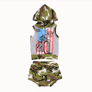 Baby Boy Clothes Set Children Clothing Boys Costume Summer Hooded Vest Shorts Pants 2pcs Outfits Set Tracksuit Hot Camouflage