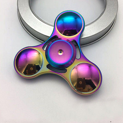 Rainbow EDC Hand Spinner Tri Fidget Focus Desk Toys Anti Stress Colorful Gyro