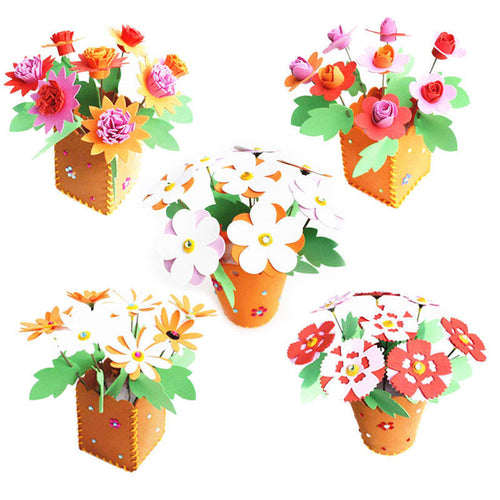 Toy Kids DIY Craft Kits For Children Gifts Handmade EVA Flower Pot Educational Random Color